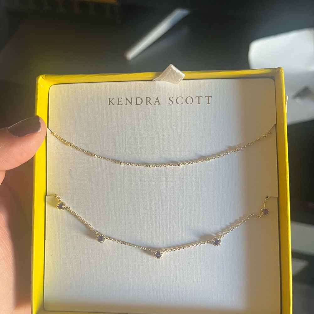 Kendra Scott Gold Layered Necklace with Purple Stones